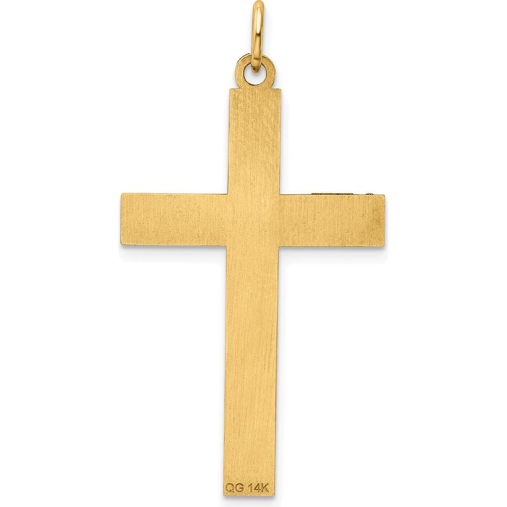 14K Yellow Gold Laser-Designed Cross Pendant - 40mm Length by Oro Pregiato
