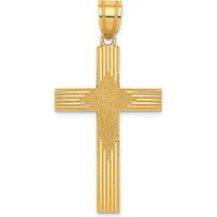 14K Yellow Gold Laser Designed Cross Pendant with Polished and Textured Finish - 33mm Length by Oro Pregiato