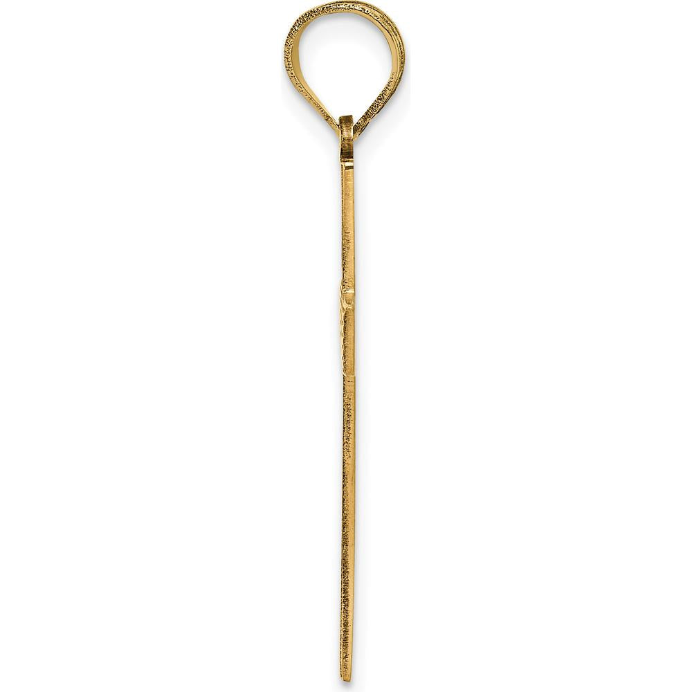 14K Yellow Gold Laser Designed Cross Pendant with Polished and Textured Finish - 33mm Length by Oro Pregiato