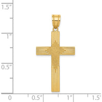14K Yellow Gold Laser Designed Cross Pendant with Polished and Textured Finish - 33mm Length by Oro Pregiato
