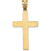 14K Yellow Gold Laser Designed Cross Pendant with Polished and Textured Finish - 33mm Length by Oro Pregiato