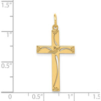 14K Yellow Gold Laser Designed Cut-out Cross Pendant - Polished Finish by Oro Pregiato