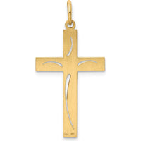 14K Yellow Gold Laser Designed Cut-out Cross Pendant - Polished Finish by Oro Pregiato