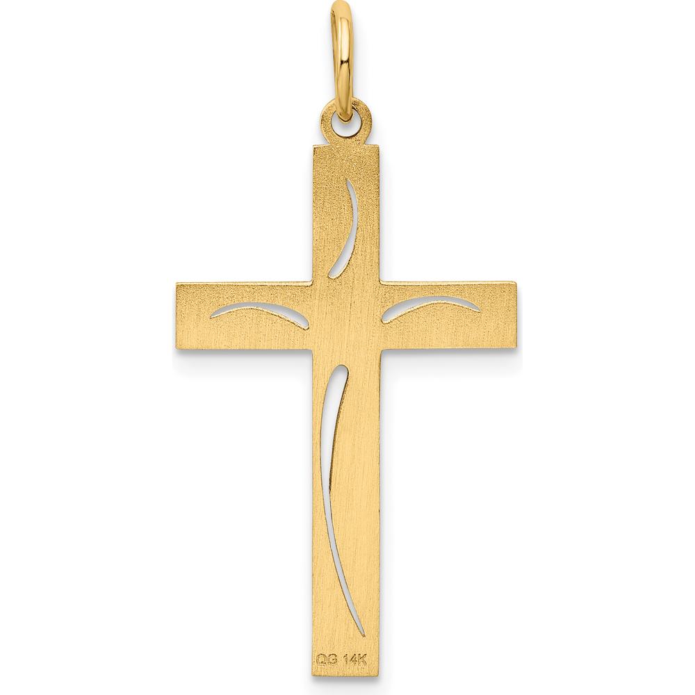 14K Yellow Gold Laser Designed Cut-out Cross Pendant - Polished Finish by Oro Pregiato