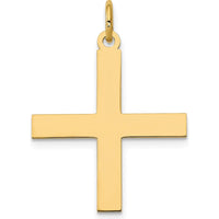 14K Yellow Gold Laser Designed Greek Cross Pendant - Solid Gold 26mm Length by Oro Pregiato