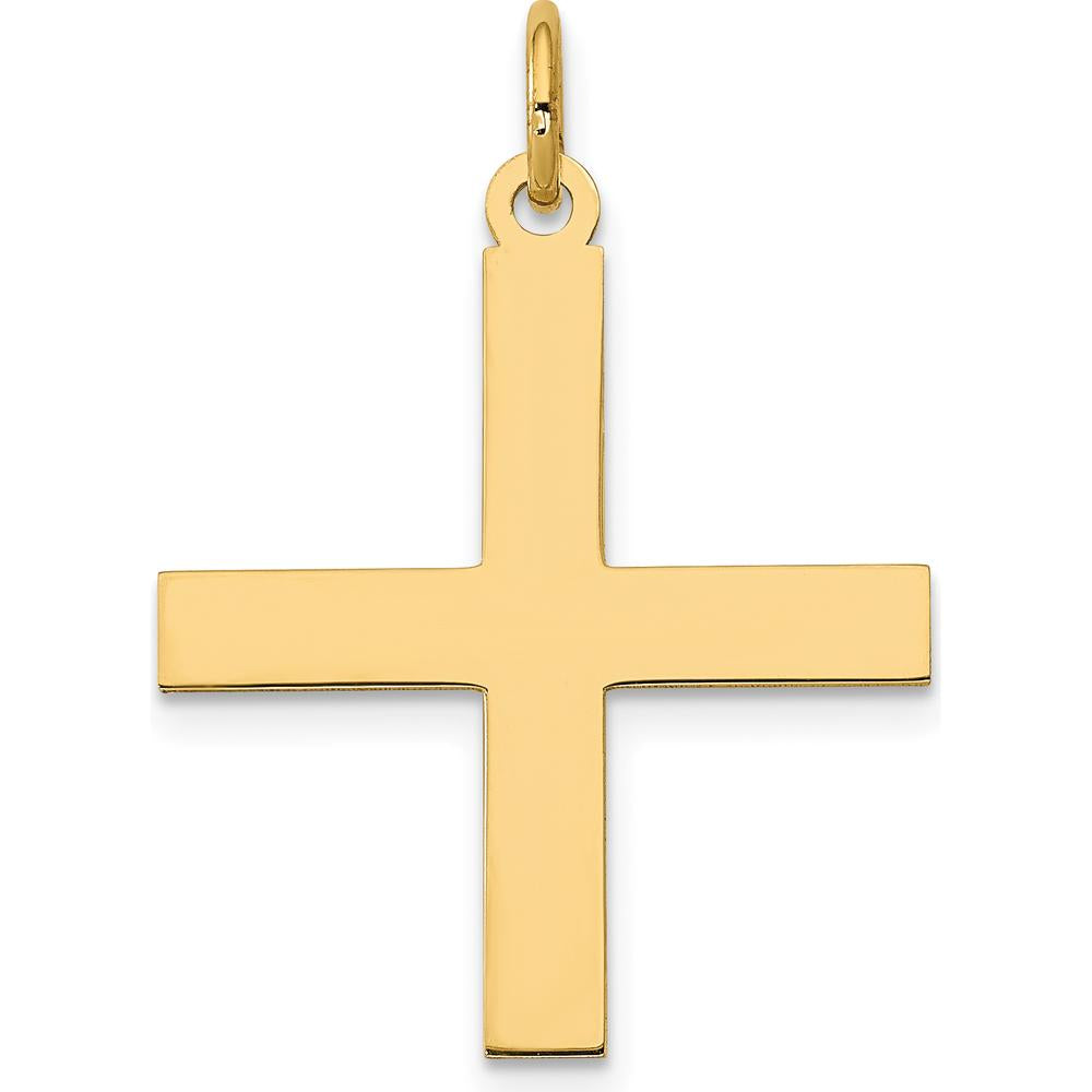 14K Yellow Gold Laser Designed Greek Cross Pendant - Solid Gold 26mm Length by Oro Pregiato