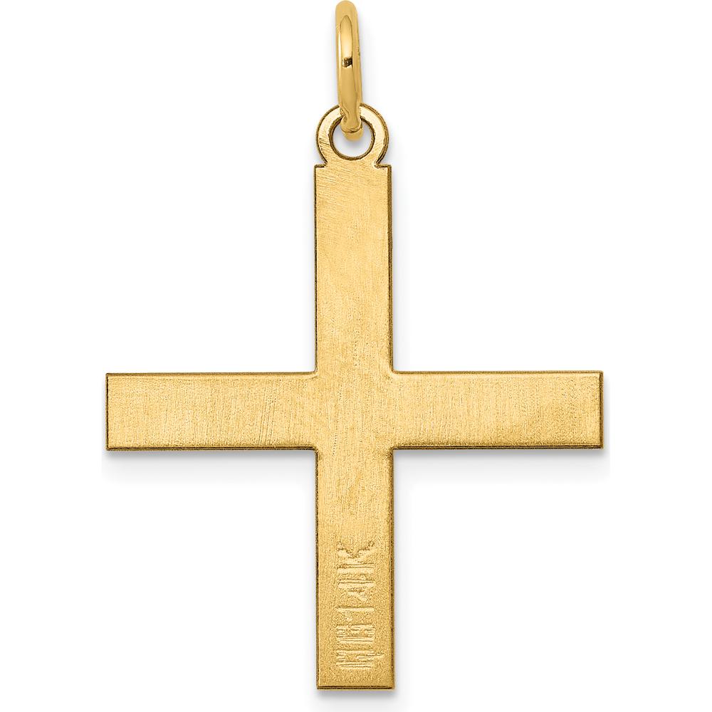 14K Yellow Gold Laser Designed Greek Cross Pendant - Solid Gold 26mm Length by Oro Pregiato