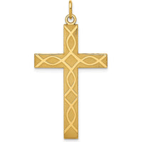 14K Yellow Gold Laser Designed Ichthus Cross Charm - 40mm Length by Oro Pregiato