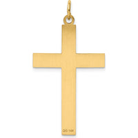 14K Yellow Gold Laser Designed Ichthus Cross Charm - 40mm Length by Oro Pregiato