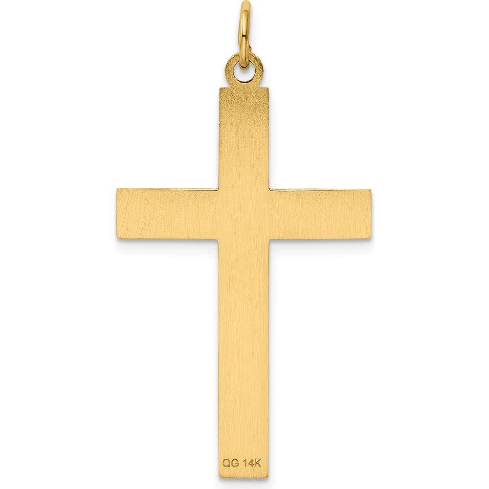 14K Yellow Gold Laser Designed Ichthus Cross Charm - 40mm Length by Oro Pregiato