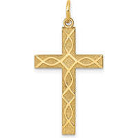 14K Yellow Gold Laser Designed Ichthus Cross Pendant - Faith Charm by Oro Pregiato
