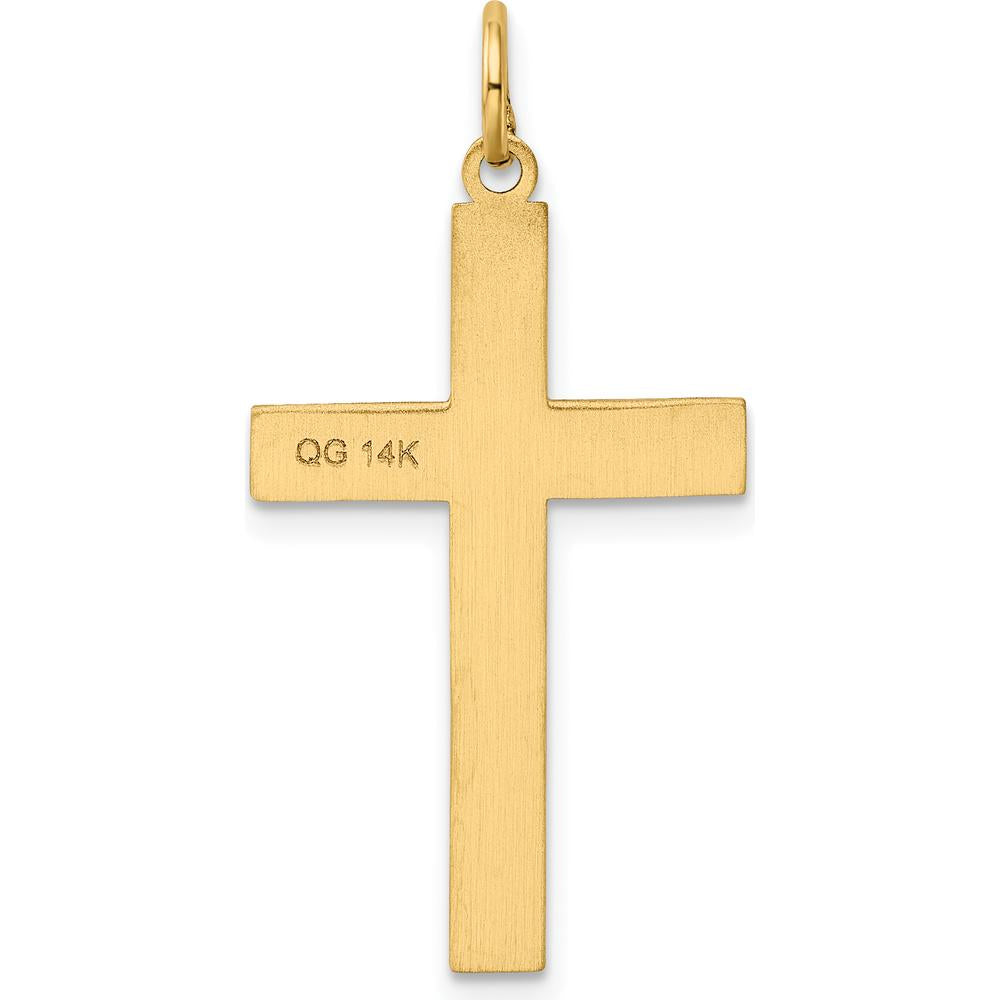 14K Yellow Gold Laser Designed Ichthus Cross Pendant - Faith Charm by Oro Pregiato