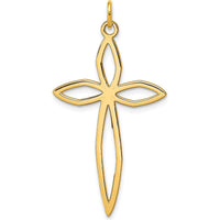 14K Yellow Gold Laser Designed Passion Cross Pendant - 39mm x 22mm by Oro Pregiato
