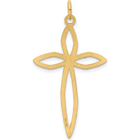14K Yellow Gold Laser Designed Passion Cross Pendant - 39mm x 22mm by Oro Pregiato