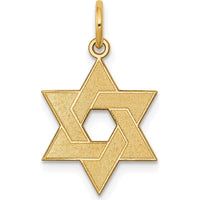 14K Yellow Gold Laser Designed Star of David Charm - Polished Back 22mm by Oro Pregiato