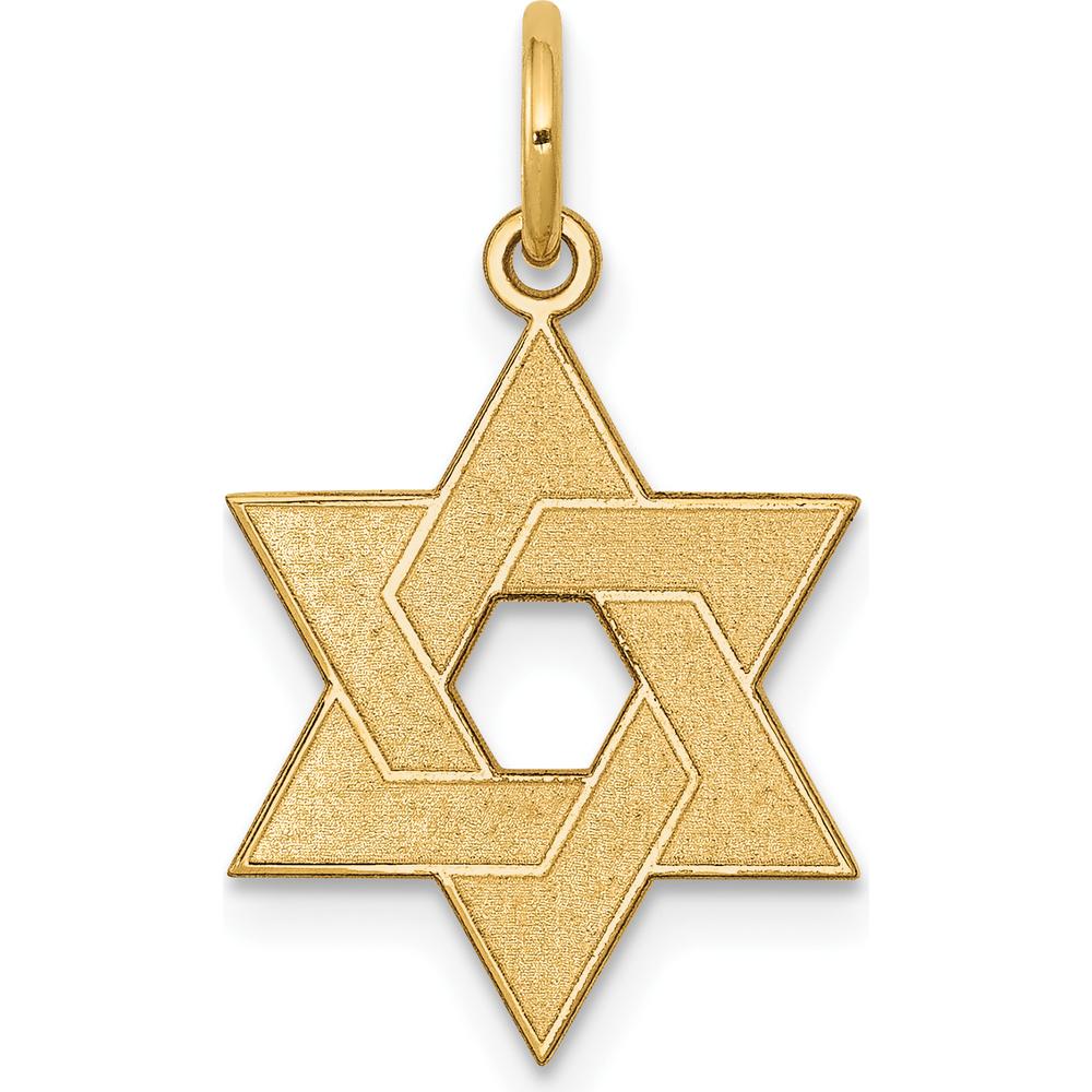 14K Yellow Gold Laser Designed Star of David Charm - Polished Back 22mm by Oro Pregiato