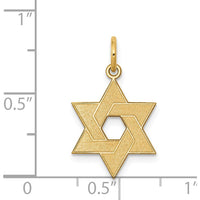 14K Yellow Gold Laser Designed Star of David Charm - Polished Back 22mm by Oro Pregiato