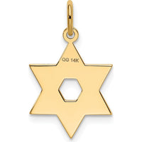 14K Yellow Gold Laser Designed Star of David Charm - Polished Back 22mm by Oro Pregiato