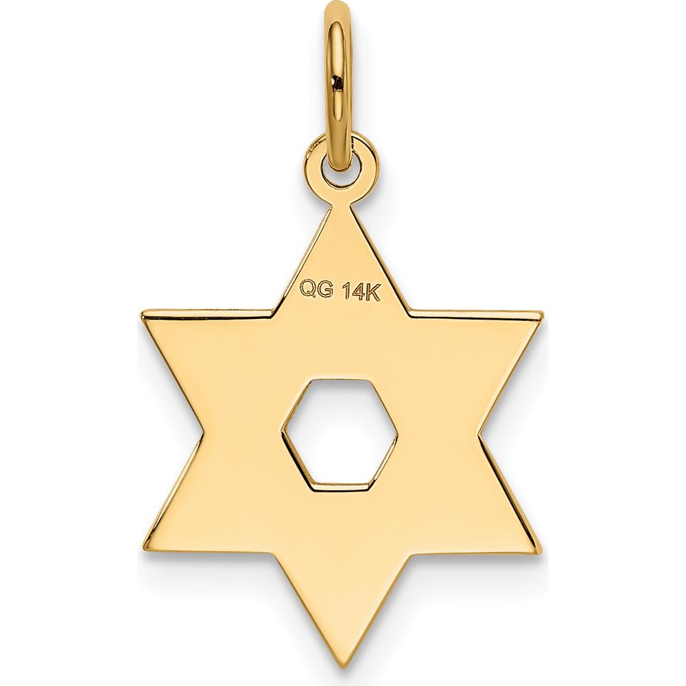 14K Yellow Gold Laser Designed Star of David Charm - Polished Back 22mm by Oro Pregiato