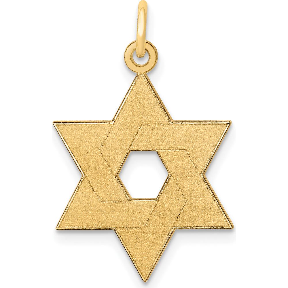 14K Yellow Gold Laser Designed Star of David Pendant - Polished Finish by Oro Pregiato