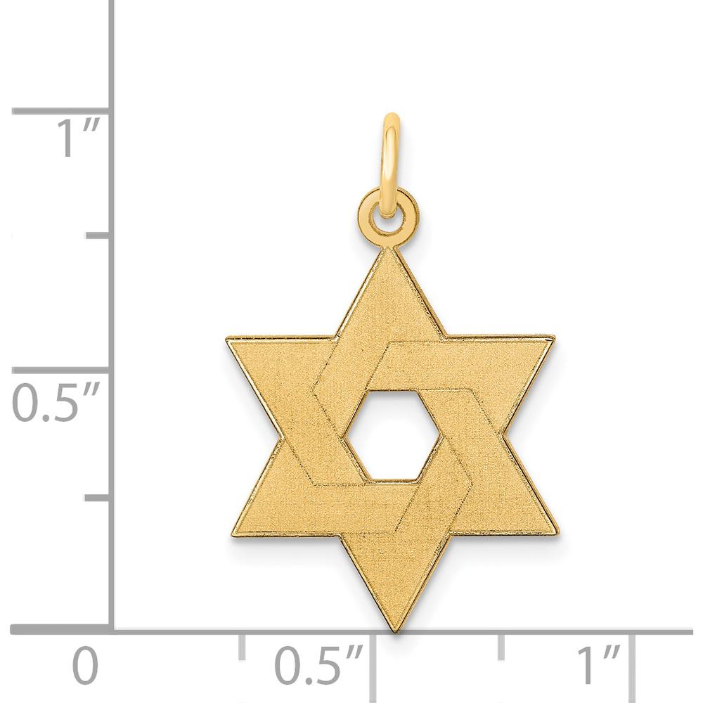 14K Yellow Gold Laser Designed Star of David Pendant - Polished Finish by Oro Pregiato