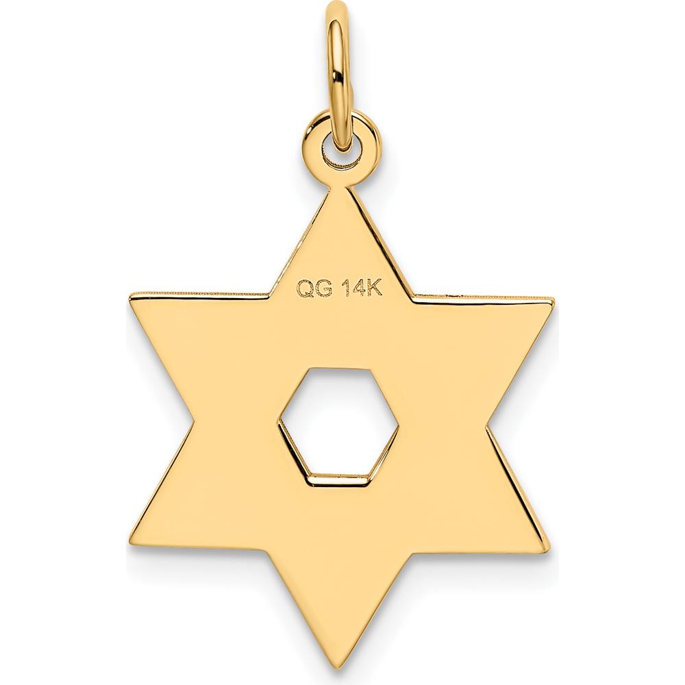 14K Yellow Gold Laser Designed Star of David Pendant - Polished Finish by Oro Pregiato