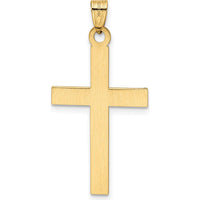 14K Yellow Gold Laser Etched Cross Charm - 37mm Length by Oro Pregiato