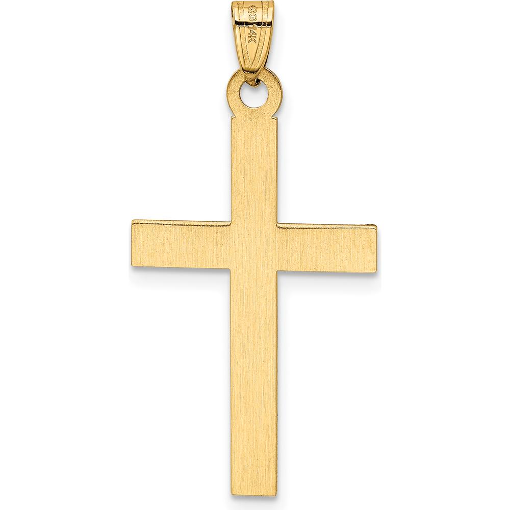 14K Yellow Gold Laser Etched Cross Charm - 37mm Length by Oro Pregiato