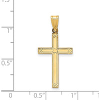 14K Yellow Gold Laser Etched Cross Pendant - 29mm Length by Oro Pregiato