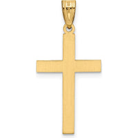 14K Yellow Gold Laser Etched Cross Pendant - 29mm Length by Oro Pregiato