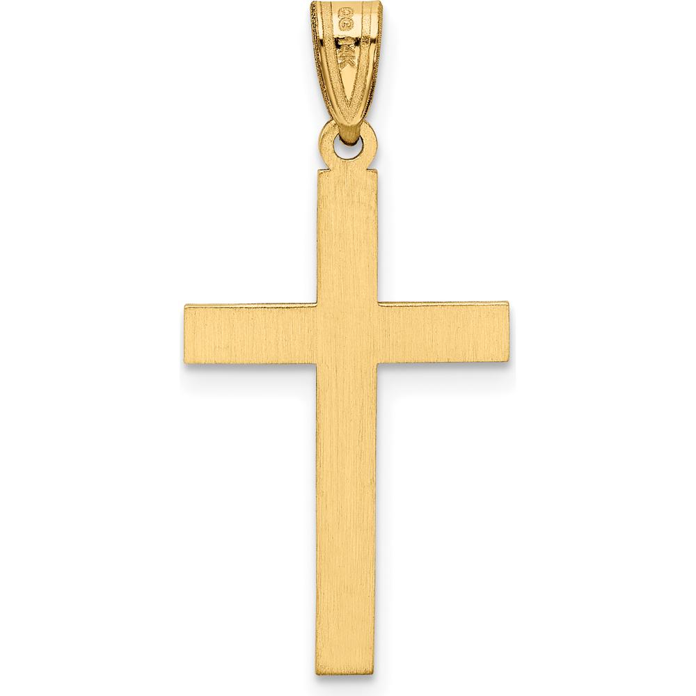 14K Yellow Gold Laser Etched Cross Pendant - 29mm Length by Oro Pregiato