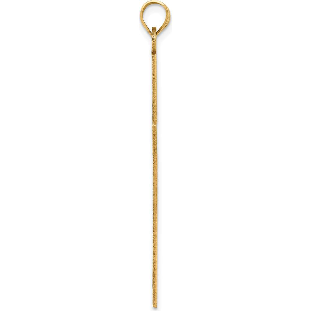 14K Yellow Gold Laser Etched Cross Pendant - 49mm Length by Oro Pregiato