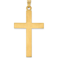 14K Yellow Gold Laser Etched Cross Pendant - 49mm Length by Oro Pregiato