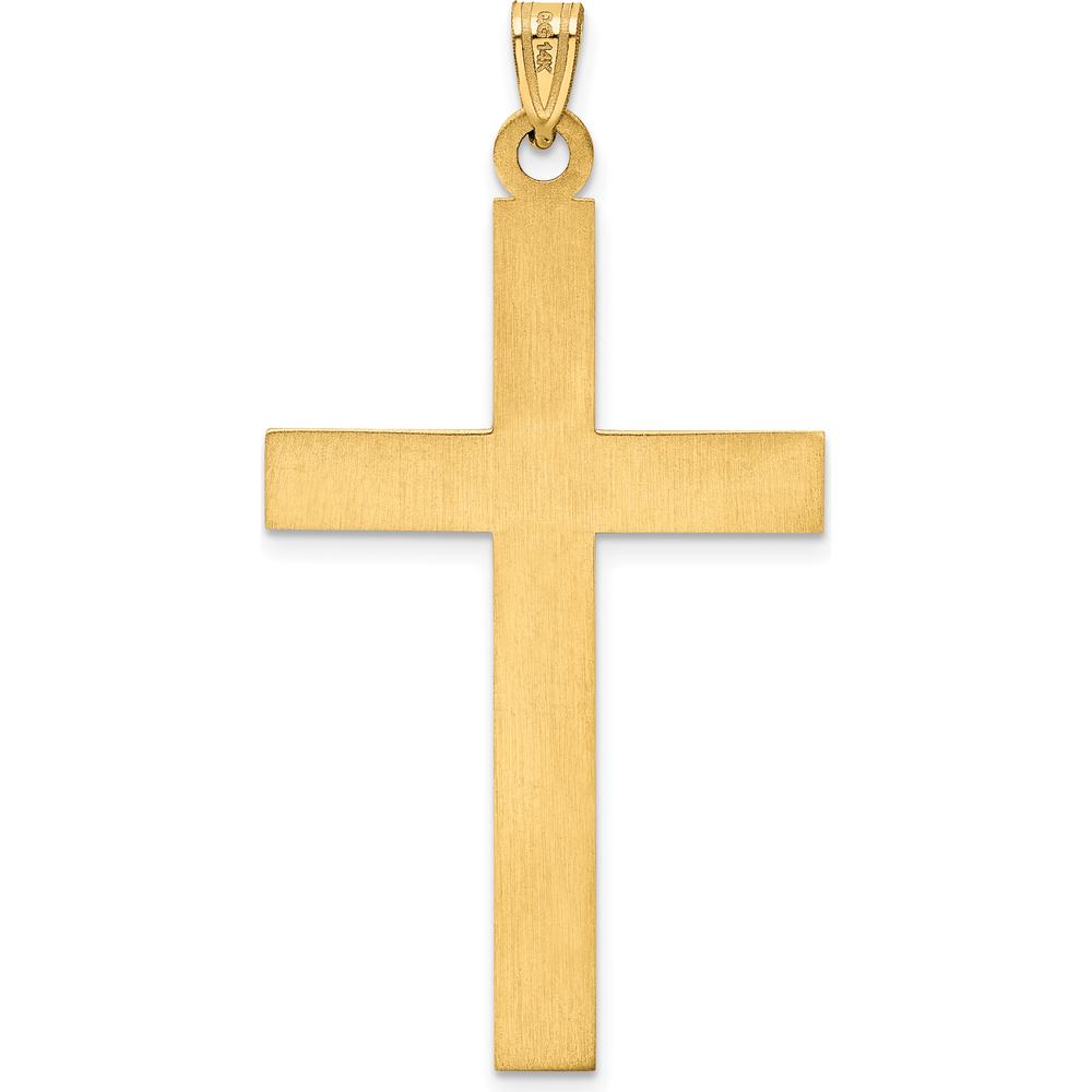 14K Yellow Gold Laser Etched Cross Pendant - 49mm Length by Oro Pregiato