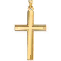 14K Yellow Gold Laser Etched Cross Pendant - 50mm Length by Oro Pregiato