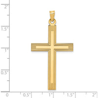 14K Yellow Gold Laser Etched Cross Pendant - 50mm Length by Oro Pregiato