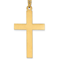 14K Yellow Gold Laser Etched Cross Pendant - 50mm Length by Oro Pregiato