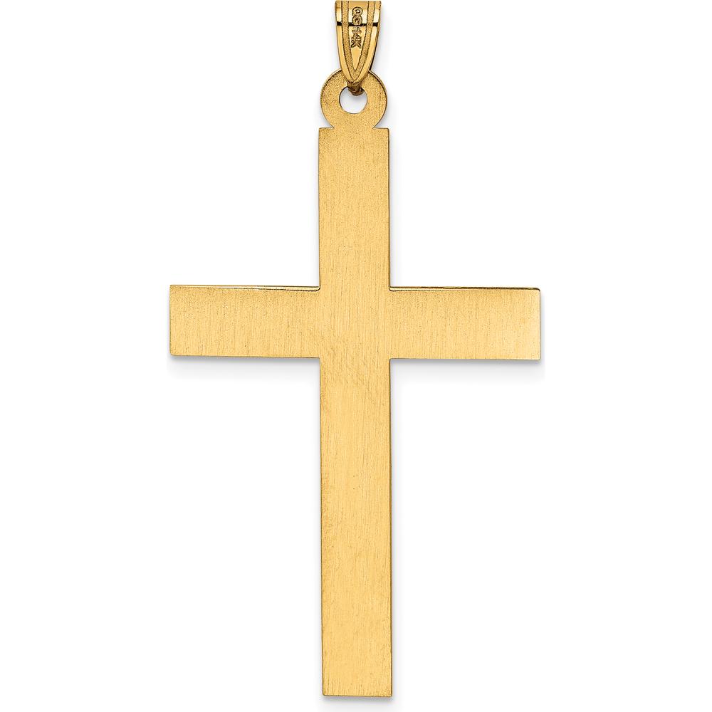 14K Yellow Gold Laser Etched Cross Pendant - 50mm Length by Oro Pregiato