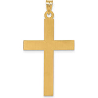 14K Yellow Gold Laser Etched Cross Pendant - Polished Finish by Oro Pregiato