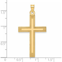 14K Yellow Gold Laser Etched Cross Pendant - Polished Finish by Oro Pregiato