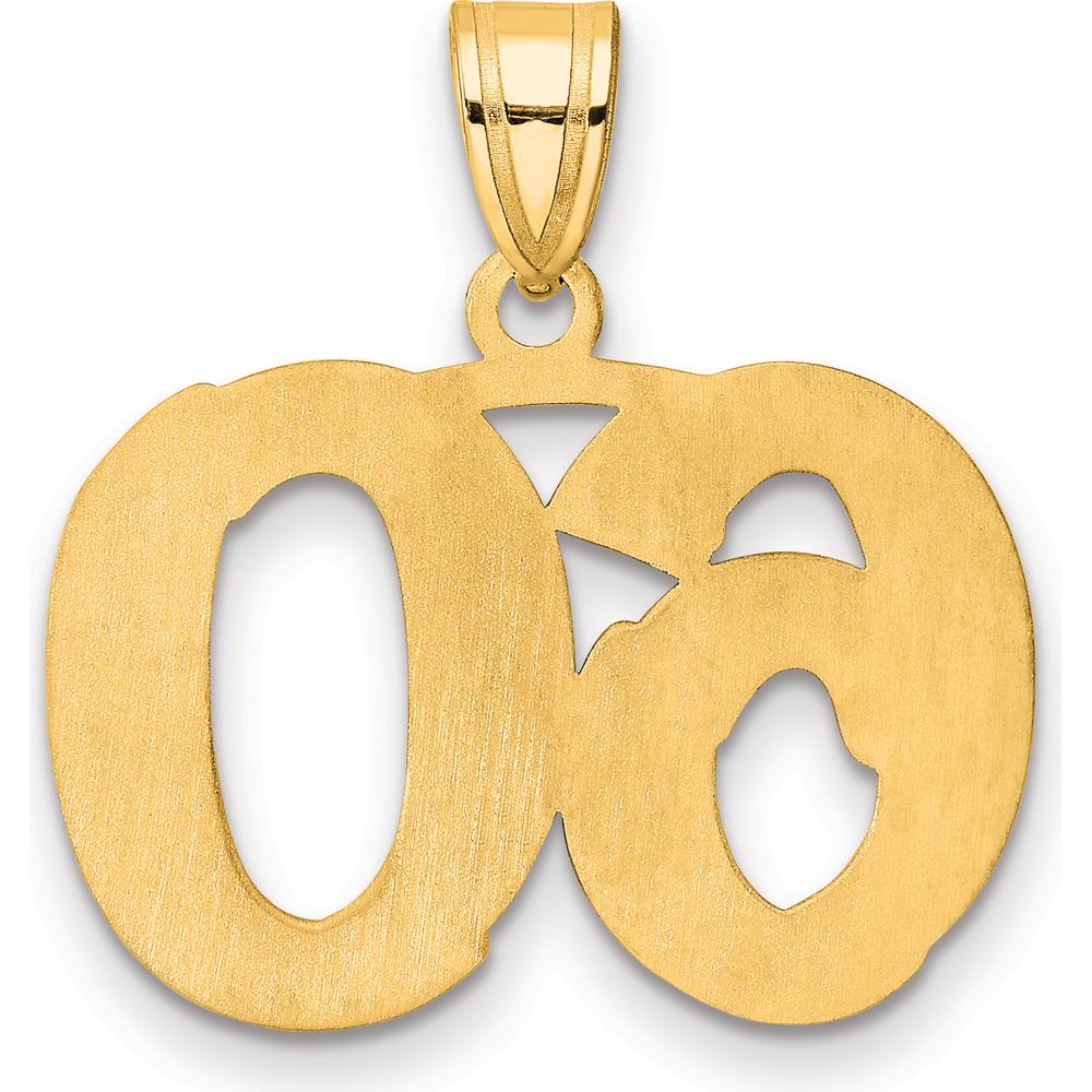 14K Yellow Gold Laser Etched Number 60 Pendant with Polished Satin Finish