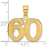 14K Yellow Gold Laser Etched Number 60 Pendant with Polished Satin Finish
