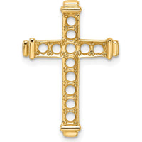 14K Yellow Gold Latin Cross Pendant Slide Mounting for Twelve 2mm Round Gemstones - Polished Finish by Oro Pregiato