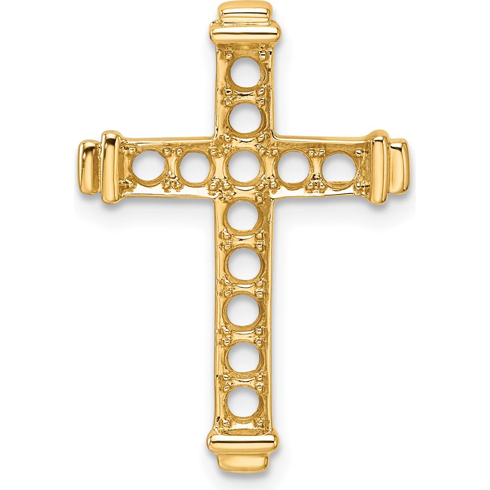 14K Yellow Gold Latin Cross Pendant Slide Mounting for Twelve 2mm Round Gemstones - Polished Finish by Oro Pregiato