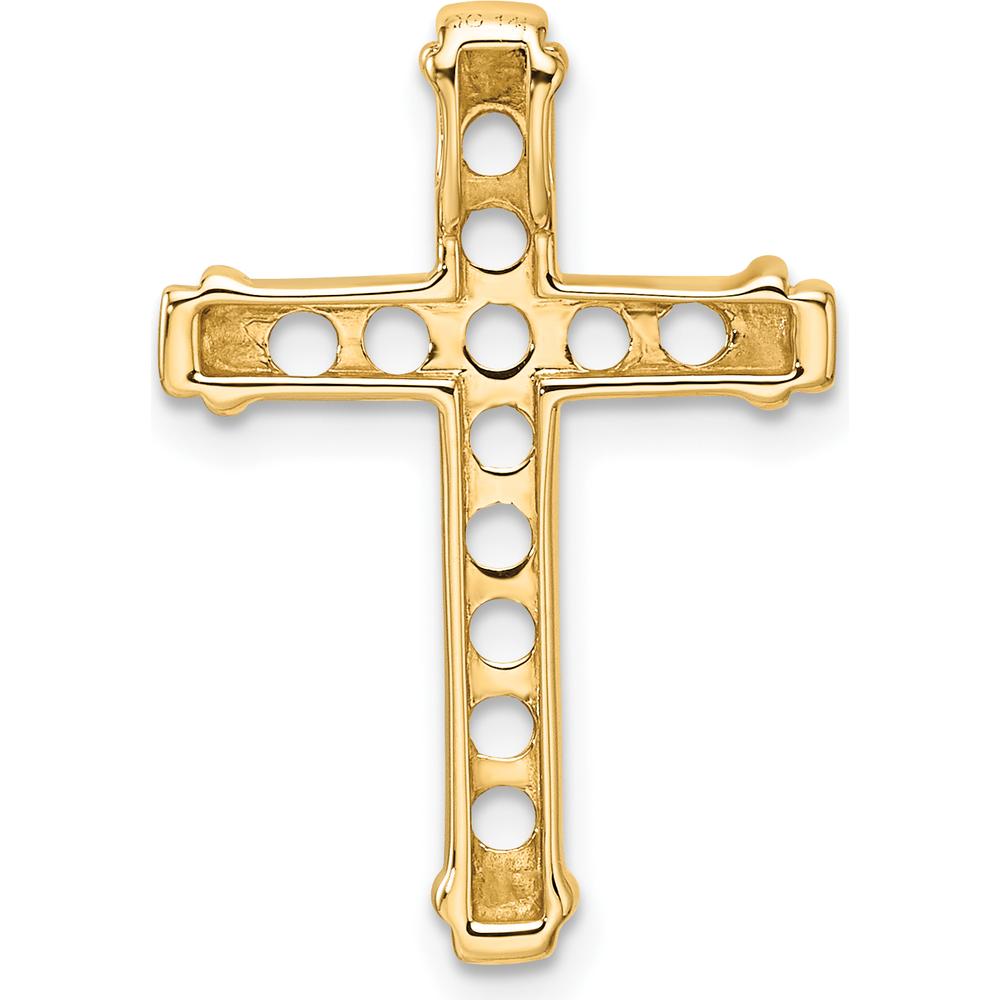 14K Yellow Gold Latin Cross Pendant Slide Mounting for Twelve 2mm Round Gemstones - Polished Finish by Oro Pregiato