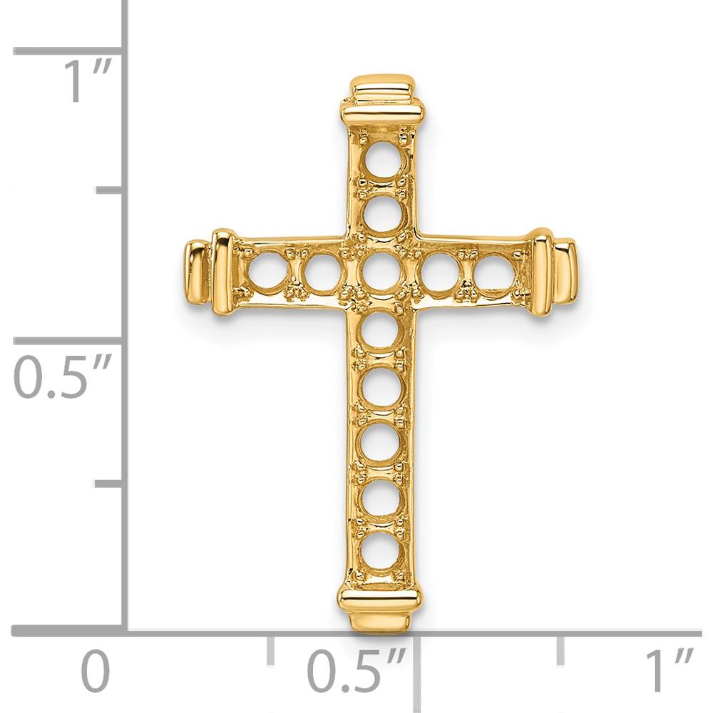 14K Yellow Gold Latin Cross Pendant Slide Mounting for Twelve 2mm Round Gemstones - Polished Finish by Oro Pregiato