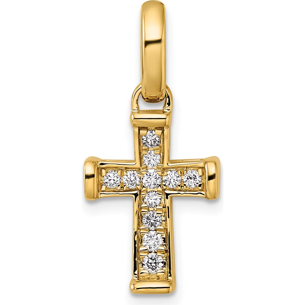 14K Yellow Gold Latin Cross Pendant with 11 Round Diamonds - 0.22 Carat Total Diamond Weight by Oro Pregiato