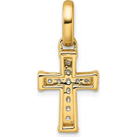 14K Yellow Gold Latin Cross Pendant with 11 Round Diamonds - 0.22 Carat Total Diamond Weight by Oro Pregiato