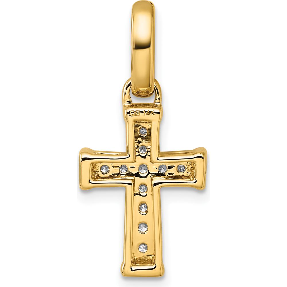14K Yellow Gold Latin Cross Pendant with 11 Round Diamonds - 0.22 Carat Total Diamond Weight by Oro Pregiato