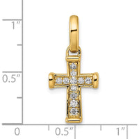 14K Yellow Gold Latin Cross Pendant with 11 Round Diamonds - 0.22 Carat Total Diamond Weight by Oro Pregiato